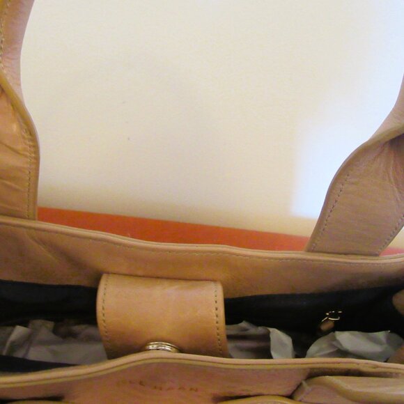 Original Cole Haan Honey Beige Genuine Leather Satchel Bag - Picture 6 of 9